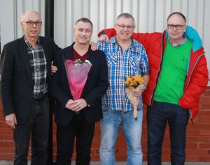 Vinnarlaget Westerlund, Göran Selldén, Mikael Westerlund, Robert Bäck samt Nils Åhlén
